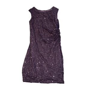 Scarlett Purple Sequin Ruched Dress Size 12 Special Occassion Wedding Eggplant